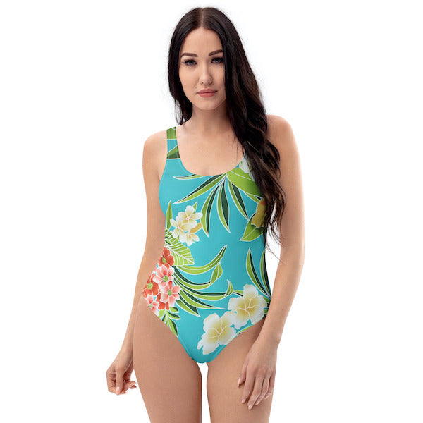 Maillot de Bain Une Pièce Femme – Fleurs Tropicales – Dos Nu et Coupe Brésilienne – Inspiré des Îles Polynésiennes