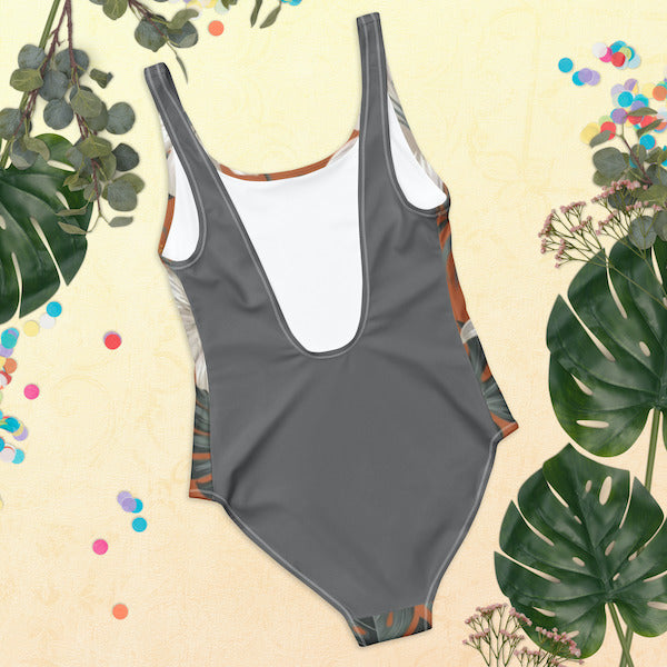 Maillot de Bain Une Pièce Femme – Floral Polynésien – Dos Nu et Coupe Brésilienne