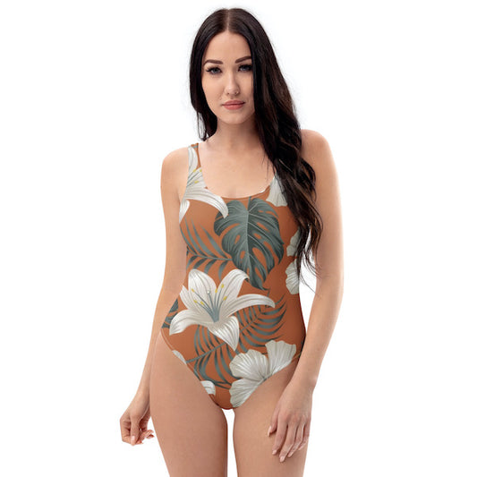 Maillot de Bain Une Pièce Femme – Floral Polynésien – Dos Nu et Coupe Brésilienne