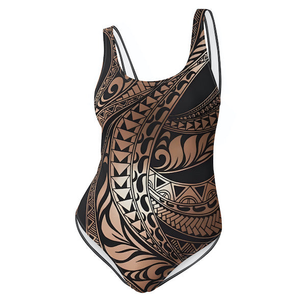 Maillot de Bain 1 Pièce – Inspiration Polynésienne – Coupe Brésilienne Féminine - Impression Motifs Tribaux