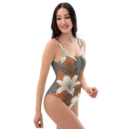 Maillot de Bain Une Pièce Femme – Floral Polynésien – Dos Nu et Coupe Brésilienne