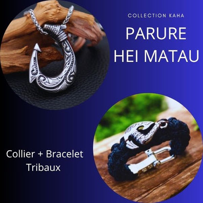 Parure - Collier et Bracelet  Hei Matau Maori - Collier de protection - Polynésie / Nouvelle Zélande