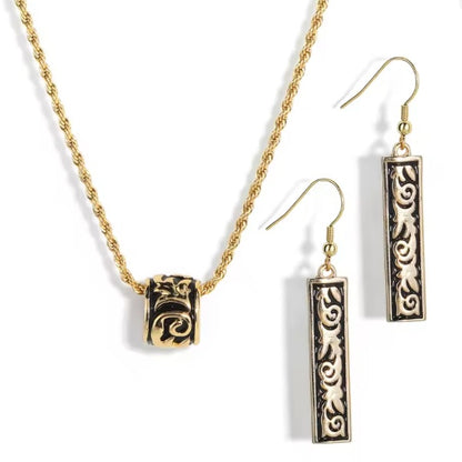 Parure de bijoux Hawaïens pour femme – Collier pendentif  ET boucles d’oreilles émaillés