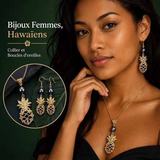 Bijoux Femmes, Hawaïens  : Collier et Boucles d'oreilles Acier Inox