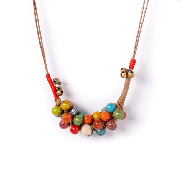 Parure Collier et Bracelet en Céramique Colorée – Élégance Ethnique Made in Martinique