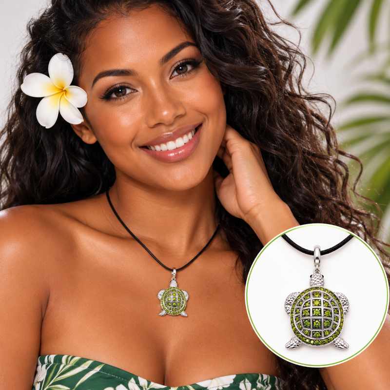 Collier Pendentif Anaya – Tortue Émeraude de l’île Maurice