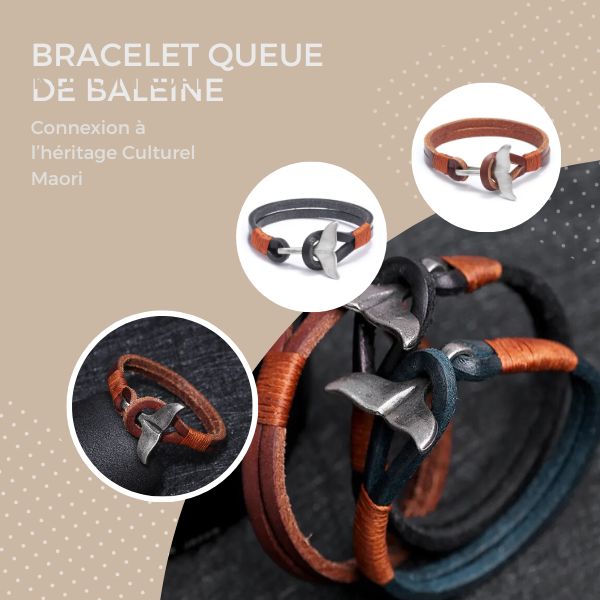 Bracelet Queue de baleine en Cuir - Bracelet de corde nautique- Bracelet hommes - Bracelet femmes