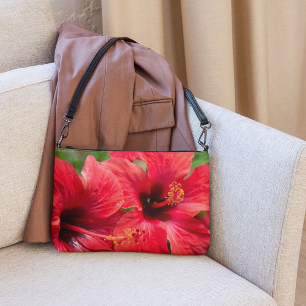 Sac bandoulière Design Hibiscus Rouge des Antilles