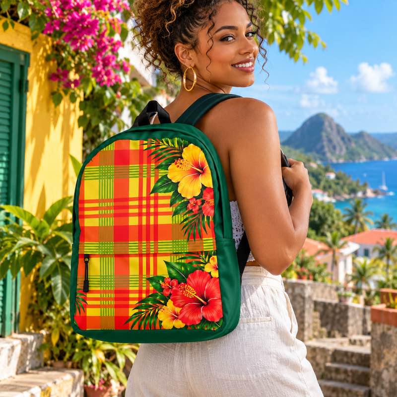 Sac à dos - homme ou femme - Madras - Antilles - Guadeloupe , Martinique