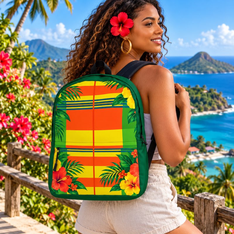 Sac à dos - homme ou femme - Madras - Antilles - Guadeloupe , Martinique