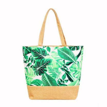 Sac à main fourre tout femme motif tropical Polynésien impression florale