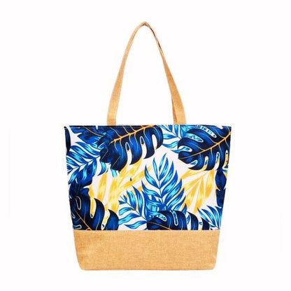 Sac à main fourre tout femme motif tropical Polynésien impression florale