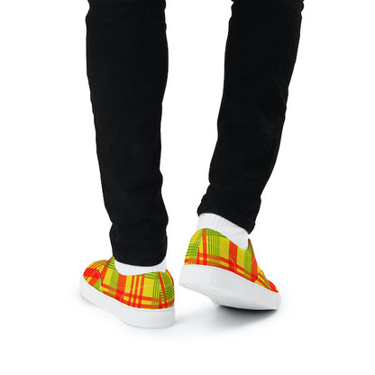 Sneakers en Madras avec lacets – Homme