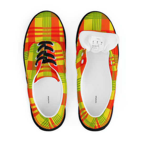 Sneakers en Madras avec lacets – Homme