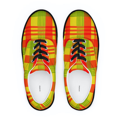 Sneakers en Madras avec lacets – Homme