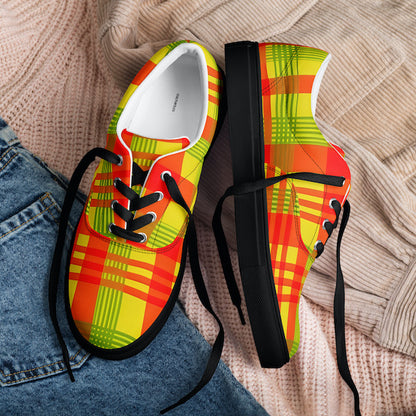 Sneakers en Madras avec lacets – Homme
