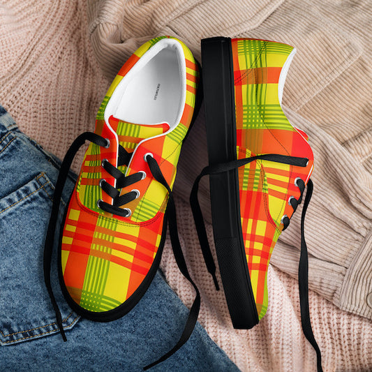 Sneakers en Madras avec lacets – Homme