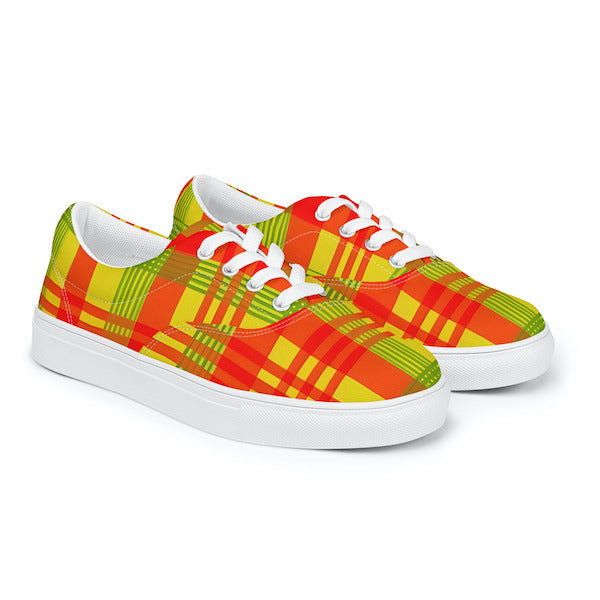 Sneakers en Madras avec lacets – Homme