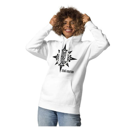 Sweat Shirt à capuche Blanc pour Femme - Soleil Maori -  Tena Koutou