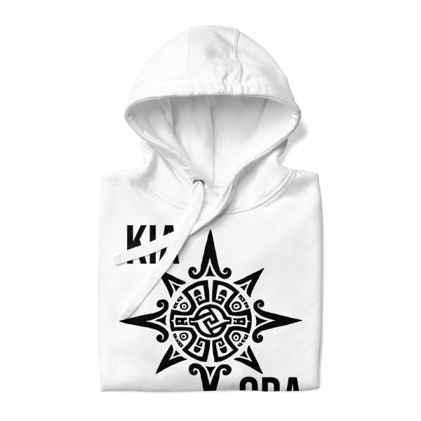 Sweat Shirt à capuche Blanc unisexe - Soleil Maori -  Kia Ora