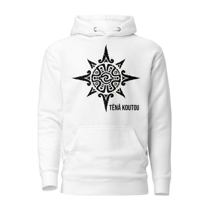 Sweat Shirt à capuche Blanc pour Femme - Soleil Maori -  Tena Koutou