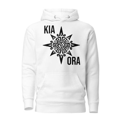 Sweat Shirt à capuche Blanc unisexe - Soleil Maori -  Kia Ora
