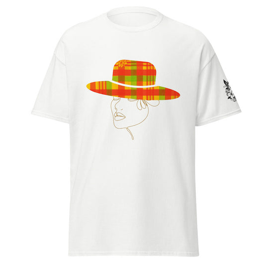 T-shirt Femme – Madras – Design Femme au Chapeau Antillais