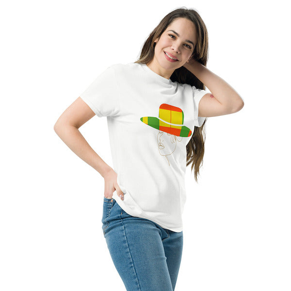T-shirt Femme – Madras – Design Femme au Chapeau Antillais