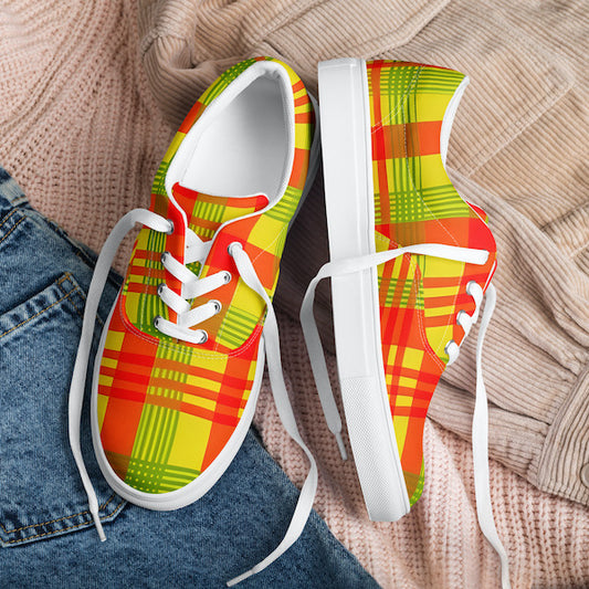 Sneakers en Madras avec lacets – Femme