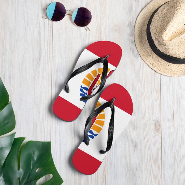 Tongs unisexes homme femme design drapeau Polynésie plage été