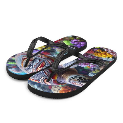 Tongs unisexes homme femme design tortue marine motifs tribaux îles