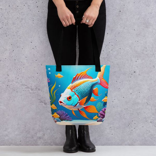 Tote Bag Poisson Coloré – L’Éclat de l’Océan à Porter