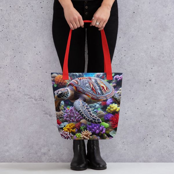 Tote Bag Tortue Marine – Ballet aquatique  au-dessus des Coraux