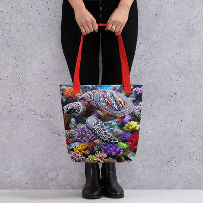Tote Bag Tortue Marine – Ballet aquatique  au-dessus des Coraux