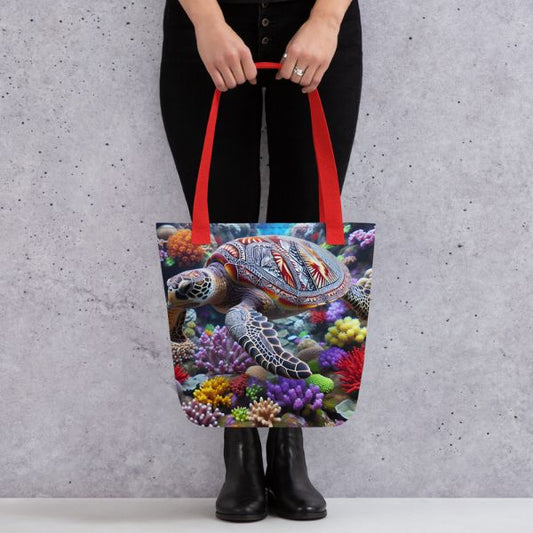 Tote Bag Tortue Marine – Ballet aquatique  au-dessus des Coraux