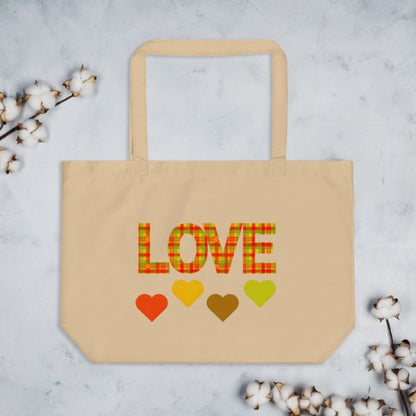 Grand Tote Bag Design Love en Madras – Élégance et Tradition des Antilles