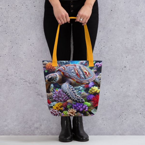 Tote Bag Tortue Marine – Ballet aquatique  au-dessus des Coraux