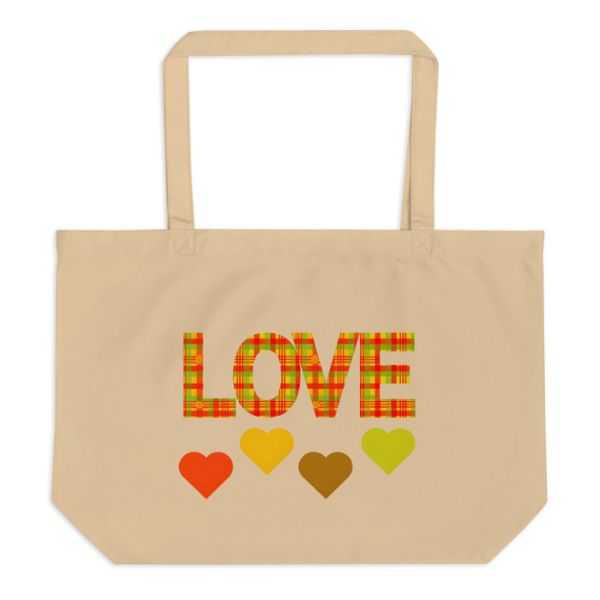 Grand Tote Bag Design Love en Madras – Élégance et Tradition des Antilles