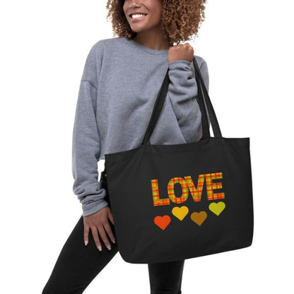 Grand Tote Bag Design Love en Madras – Élégance et Tradition des Antilles