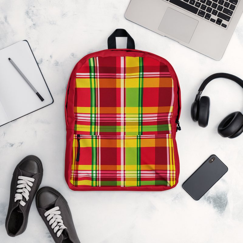 Sac à dos - homme ou femme - Madras - Antilles - Guadeloupe , Martinique