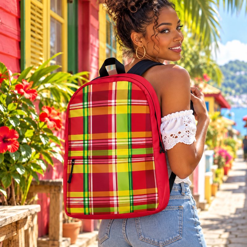 Sac à dos - homme ou femme - Madras - Antilles - Guadeloupe , Martinique