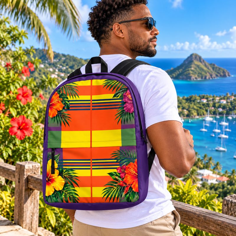 Sac à dos - homme ou femme - Madras - Antilles - Guadeloupe , Martinique