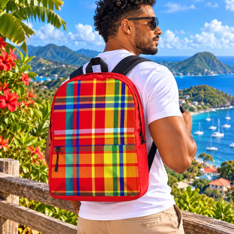 Sac à dos - homme ou femme - Madras - Antilles - Guadeloupe , Martinique