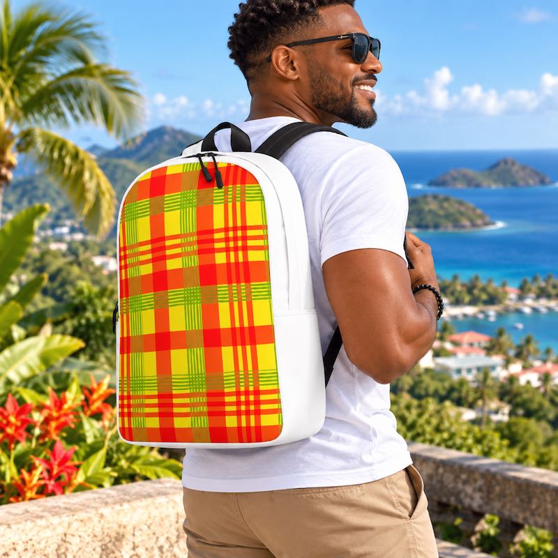 Sac à dos de voyage – Motif Madras | L’esprit des Antilles