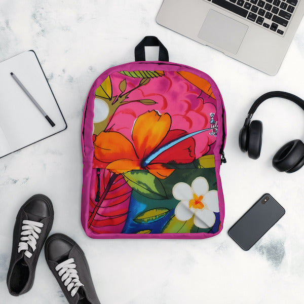 Sac à dos aux motifs du Pacifique - Jardin Tropical Fleuri -  Femme - Pacifique