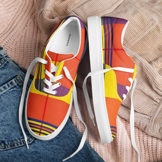 Sneakers en toile madras avec lacets – Sneaker Homme