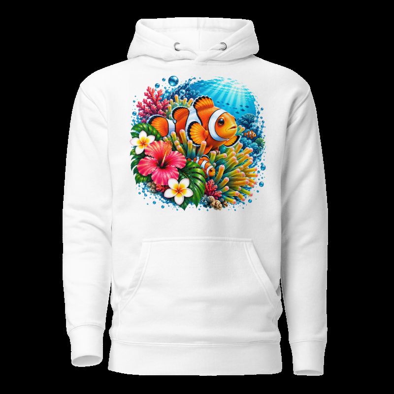 Sweat Shirt à capuche Unisexe - Homme ou Femme - Poisson clown