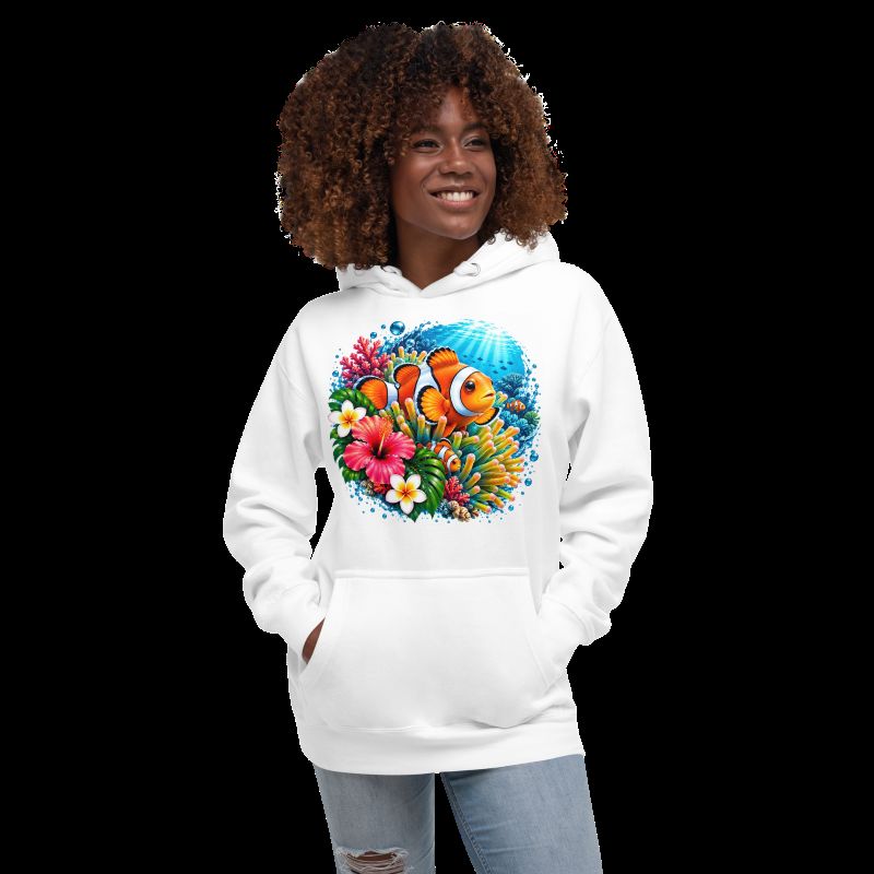 Sweat Shirt à capuche Unisexe - Homme ou Femme - Poisson clown