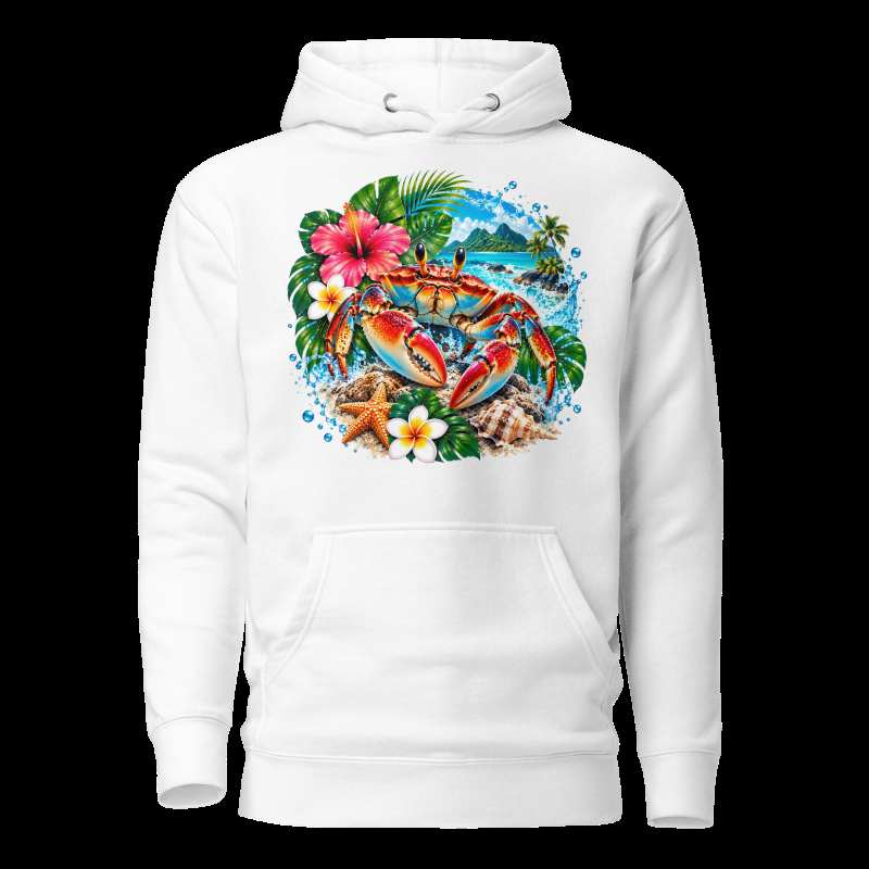 Sweat Shirt à capuche Unisexe - Homme ou Femme - Crabe rouge