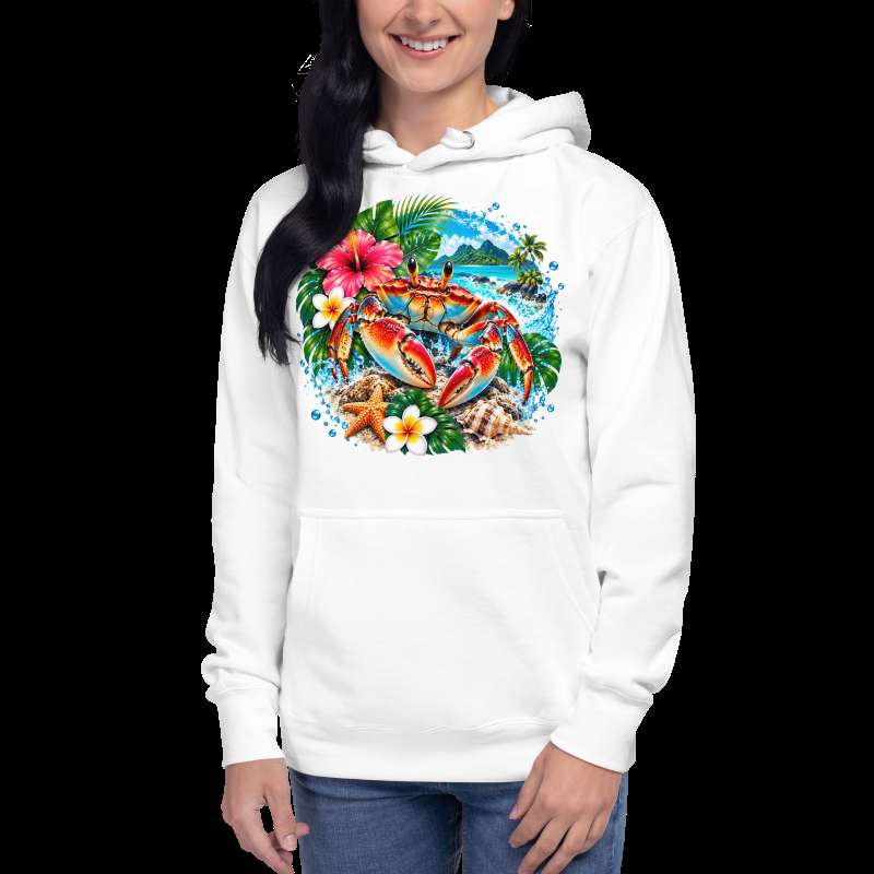 Sweat Shirt à capuche Unisexe - Homme ou Femme - Crabe rouge